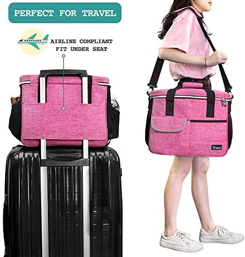 PetAmi Dog Travel Bag Organizer, Pet Supplies Tote Diaper Bag, Pink Medium - Image 5