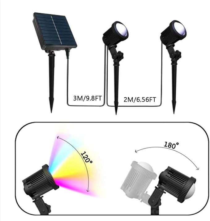 Smart Landscape Spotlights,Solar Low Voltage IP67 Waterproof Outdoor Spot Lights Compatible with APP/Remote Control Color Changing Lights for Yard Garden Pathway Lawn Tree Festival 2pack - Image 8