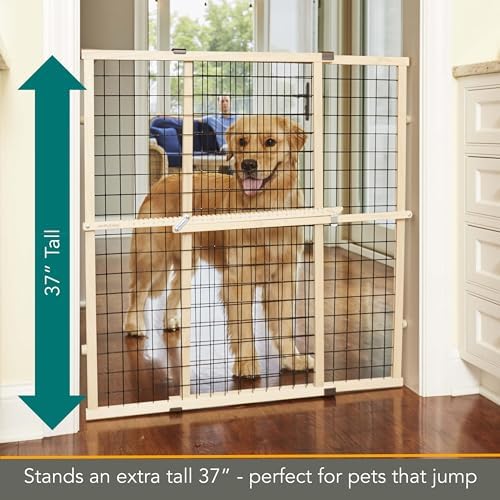 MYPET Wire Mesh Dog Gate: 29.5"-40" Wide, Pressure Mounted with No Tools; Expandable, Durable Pet Gates for Doors and Hallways, 37" Tall, Made with Sustainable Hardwood - Image 4