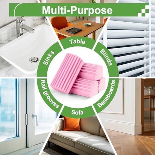 Jeymei Damp Clean Duster Sponge,4Pcs Pink Dust Sponge for Cleaning - Image 5