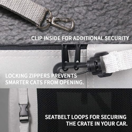 Extra Large Expandable Cat Carrier Soft Sided for Car, Portable Small Dog Carrier for 2 Cats, 24"x16.5"x16" Road Travel Folding Comfortable Design with Litter Box and Bowl - Image 3