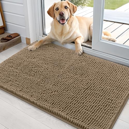 OLANLY Dog Door Mat for Muddy Paws 36x24, Super Absorbent Chenille Mud Mat by OLANLY