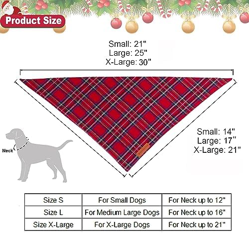 ADOGGYGO Christmas Dog Bandana 2 Pack, Stylish Plaid Pet Scarf, Premium Cotton Fabric, Multiple Sizes Offered, Christmas Bandanas for Medium Large Dogs Pets (Large) - Image 4