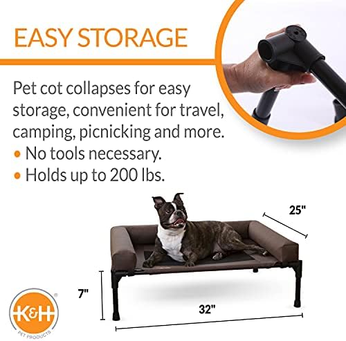 K&H Bolster Dog Cot Cooling Indoor/Outdoor Dog Bed, Chocolate 32" X 25" - Image 2