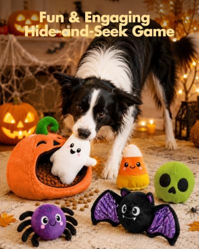 Swooflia 6 PCS Halloween Hide and Seek Dog Toys, Pumpkin Ghost - Image 4
