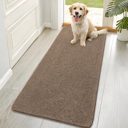 OLANLY Dog Door Mat for Muddy Paws 70x35, Super Absorbent Chenille Mud Mat by OLANLY