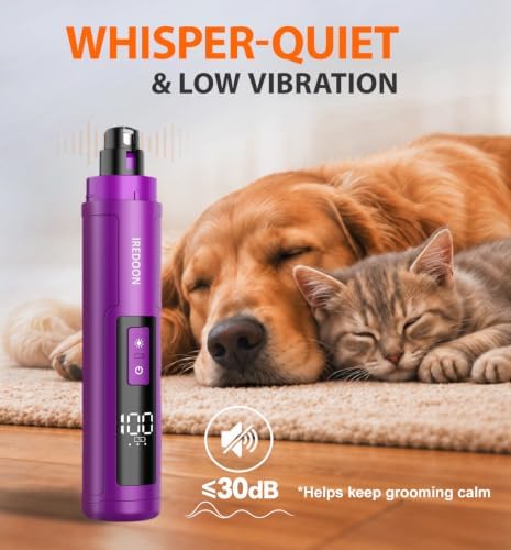 IREDOON Dog Nail Grinder with 4 LED Lights, 3 Speeds Super Quiet for Pets - Image 3