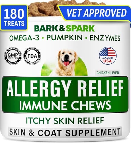 Dog Allergy Relief Chews - Skin Health & Anti-Itch Supplement with Omega-3 by BARKSPARK