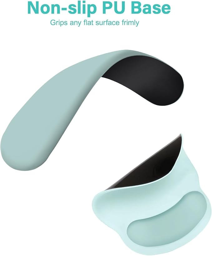MOSISO Wrist Rest Support for Mouse Pad&Keyboard Set, Aquamarine | Circle Curved Ergonomic Mousepad Non-Slip Base Home/Office Pain Relief&Easy Typing Pad with Soft Cloth&Silicone Lining - Image 5