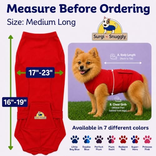 Surgi Snuggly Dog Surgery Recovery Suit, Cone Alternative, Spay/Neuter ML - Image 6
