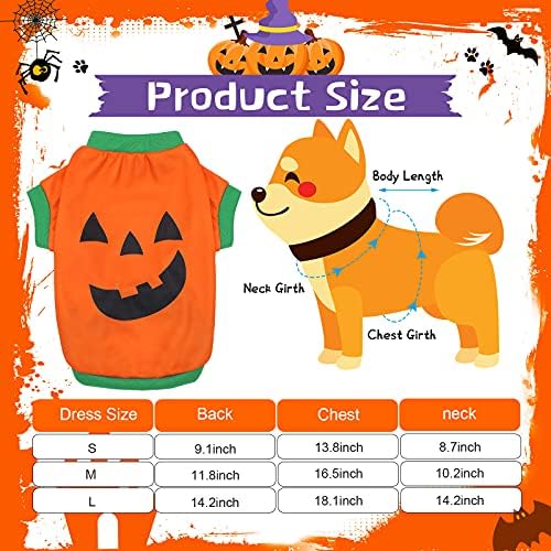 Weewooday 5 Pcs Halloween Dog Shirt Pumpkin Ghost Print,Scary Pattern,S - Image 2
