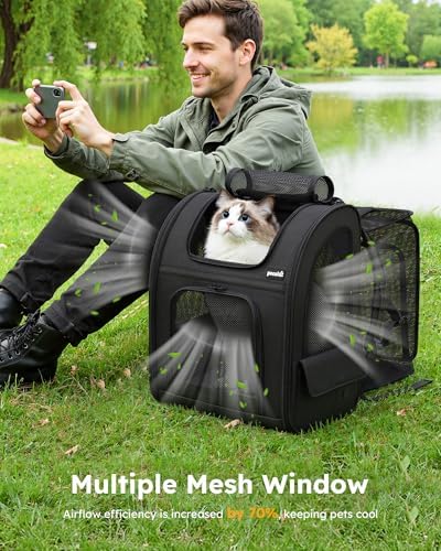 pecute Dog Backpack Expandable, Cat Carrier Backpack Breathable, Large - Image 7