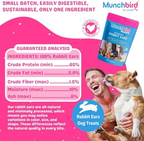 Munchbird Dehydrated Rabbit Ears for Dogs (Small Pack - 6pcs) - Image 5
