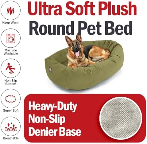 Majestic Pet 52 Inch Suede Calming Dog Bed Washable – Cozy Soft Round Dog Bed w/Spine Support for Dogs to Rest Head - Fluffy Donut Dog Bed 52x35x11 (Inch) - Round Pet Bed X- Large – Sage (2025) - Image 6