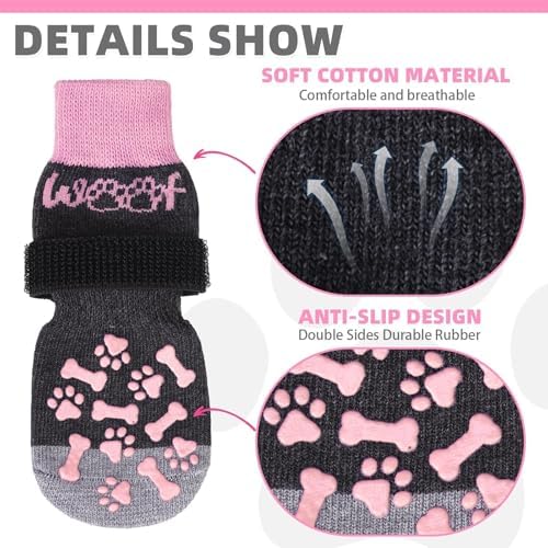 KOOLTAIL Dog Socks Shoes for Hot Pavement to Prevent Licking Paws, Winter Dog Boots&Paw Protector for Hardwood Floors Anti Slip,Traction Control Grip Booties for Small Medium Large Senior Dogs,Pink SM - Image 3