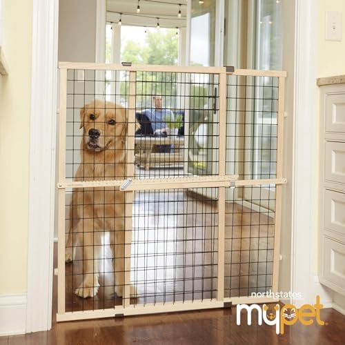 MYPET Wire Mesh Dog Gate: 29.5"-40" Wide, Pressure Mounted with No Tools; Expandable, Durable Pet Gates for Doors and Hallways, 37" Tall, Made with Sustainable Hardwood - Image 7