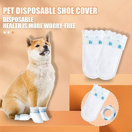 Disposable Dog Boots for Paw Protection, 20 Pcs Pet Shoes with Adjustable Self-Adhesive Bandage, Dog Disposable Foot Covers for Outdoor & Indoor Walking (White, Small) - Image 3