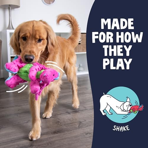 goDog Dragons Squeaky Plush Dog Toy with Chew Guard Technology, Durable Fabric & Squeaker for Active Play, Pink, Large - Image 5