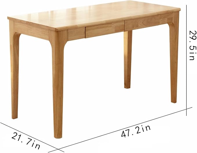 Solid Wood Desk with Drawers, Small Computer Desk for Small Spaces, Gaming Study Home Office Desks for Work, Student PC Desk for Bedroom, Escritorios para Cuartos (Wood Color, 47inch) - Image 2