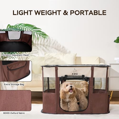 XRG Foldable Pet Playpen,Indoor Cat cage Puppy Crates M(31.5"x23.6"x21.7") - Image 5