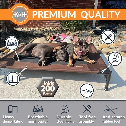 K&H Outdoor Elevated Dog Bed for Small & Medium Pets, Chocolate, 32x25in - Image 2
