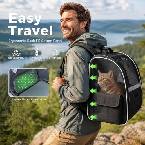 Lekereise Dog Carrier Backpack for Small Medium Large Dogs Cats up to 25 lbs, Breathable Pet Backpack Carrier with 3 Entrances, Collapsible Cat Backpack Carrier, Travel Hiking Puppy Backpack - Image 6