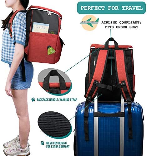 PetAmi Dog Travel Backpack 27L Airline Approved Pet Supplies Bag, Red - Image 5