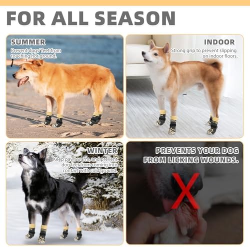 KOOLTAIL Dog Socks Shoes for Hot Pavement to Prevent Licking Paws, Winter Dog Boots & Paw Protector for Hardwood Floors Anti Slip,Traction Control Grip Booties for Small Medium Large Senior Dogs, M - Image 6