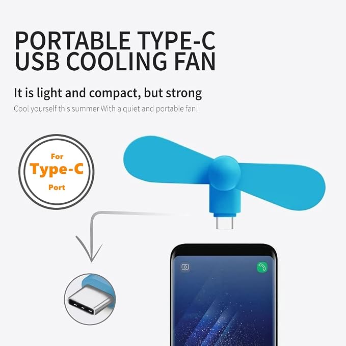Type USB C Cell Phone Fan for iPhone Series 15, 15 Plus,15 Pro, 15 Pro Max, 16,16 Plus, 16 Pro, 16 Pro Max, for Samsung Galaxy S Series, A1/A2/A3/A5 Series, M1/M3/M5, Note Serie (Color x6) - Image 5