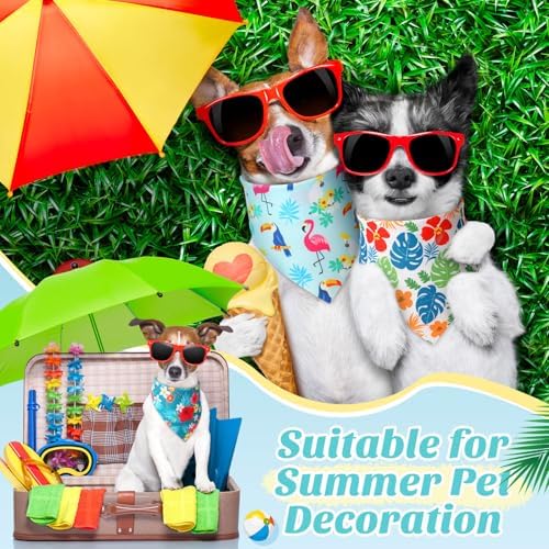 Weewooday 50 Pcs Hawaiian Dog Bandanas Bulk for Dogs Soft Bibs Adjustable Triangle pet Bandana for Small Medium Large Costume(Hawaii Pattern, 19.7 x 13.8 x 13.8 Inch) - Image 2
