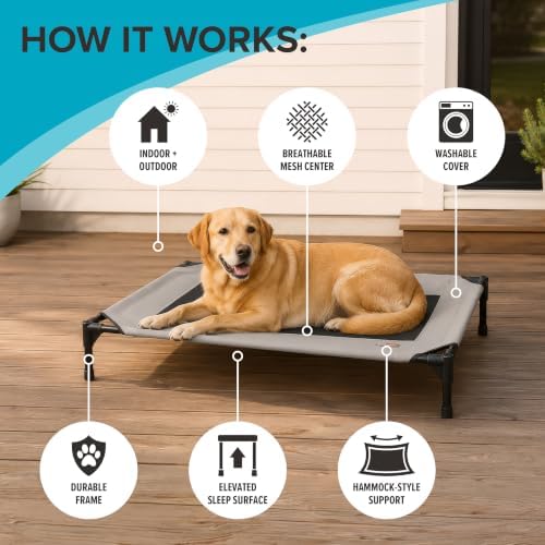 K&H Outdoor Elevated Dog Bed for XL & Giant Pets, Charcoal, Jumbo 56x38in - Image 4