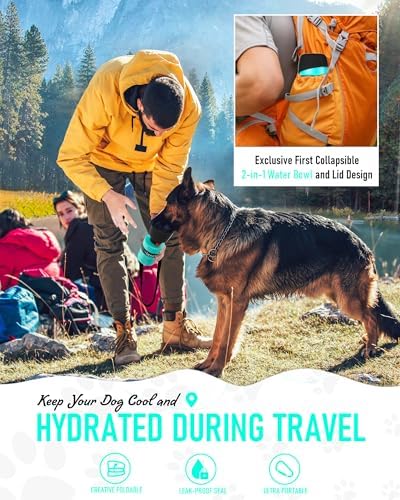 lesotc Dog Water Bottle, Portable Water Dispenser with Bowl, Leak Proof Pet Travel Squeeze Bottle, Puppy Essentials Dog Stuff Accessories for Outdoor Walking, Hiking, Camping - Image 6