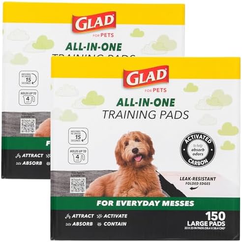 Glad for Pets Black Charcoal Puppy Pads, Large, 150 Count, 2-Pack by GladTrashFoodStorage