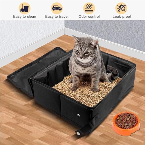 Portable Cat Travel Litter Box with Zipped Lid, Foldable Travel Litter Box, No Leakage, No Smell, Waterproof, Easy to Carry, Easy to Use in Hotels, Car - Image 6
