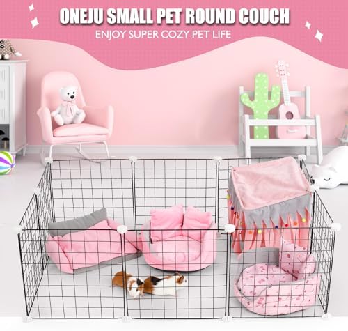 Guinea Pig Couch - Guinea Pig Bed, Removable Cushioned Pillow, Round Cuddle Cup Shape, Pure Pink and Gray, Ideal Bed for Small Pets - Image 7