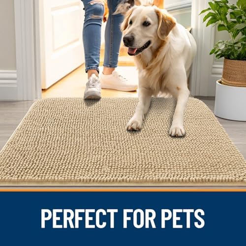 OLANLY Dog Door Mat for Muddy Paws 44x24, Super Absorbent Chenille Mud Mat - Image 6
