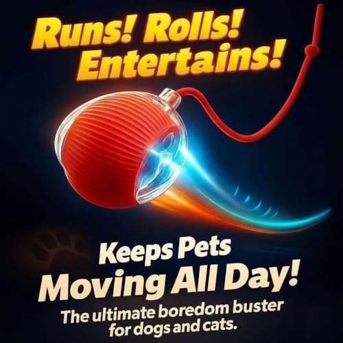 Durable Interactive Cat Toys for Indoor Cats, Dog Toys Ball, Rolling Pet Ball, Smart Automatic Cat Chase Balls Toy, Interactive Dog Toys Speedy Tail,Kitten & Cat Toys (2 RED Balls) - Image 3