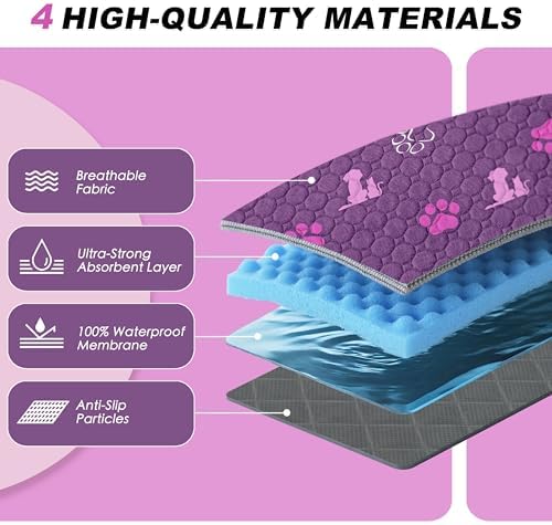 WanpeeGoo Washable Pee Pads for Dogs, Waterproof, 24 x 48 in, 2 Pack, Purp - Image 4