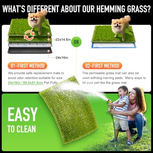 Hompet Artificial Grass for Dogs, 22"x14.5", Professional Dog Grass Mat, Easy to Clean with Drainage Holes, Potty Training Pad and Replacement Fake Grass Turf, Outdoor Rug Patio Lawn Decoration - Image 2