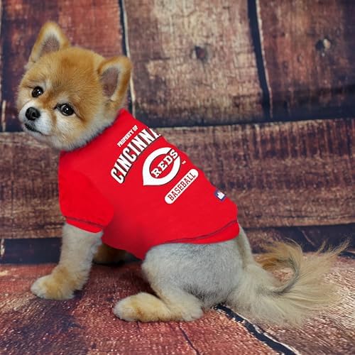 MLB Cincinnati Reds Dog T-Shirt, Medium. - Licensed Shirt for Pets Team Colored with Team Logos. - Premium Stretchable Materials for The Comfort of Your Dog & cat. - Image 3