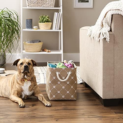 Bone Dry Pet Storage Paw and Bone, Trellis Collection, Medium Rectangle, 16x10x12, Taupe - Image 4