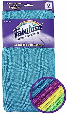 Fabuloso Microfiber Cleaning Cloths for Home & Car, 13x13, Purple, 8 Count by Fabuloso