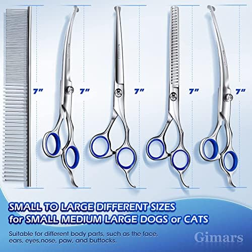 Gimars 7.0in Professional 4CR Stainless Steel Safety Round Tip 6 in 1 Dog Grooming Scissors Heavy Duty Titanium Coated Pet Grooming Scissor for Dogs, Cats and Other Animals - Image 2