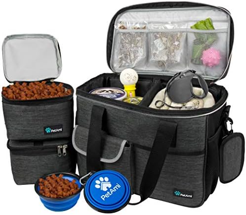 PetAmi Dog Travel Bag Organizer, Pet Supplies Diaper Tote, Dark Gray Medium by PetAmi