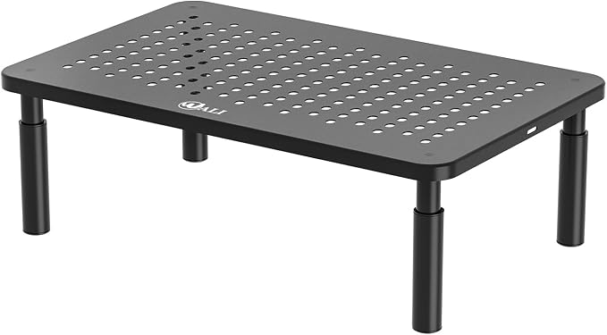 WALI Computer Monitor Stand for Desk, Adjustable Laptop Riser, Desk Monitor Stand Underneath Storage for Office, Home, School Supplies (STT003), 1 Pack, Black by WALI