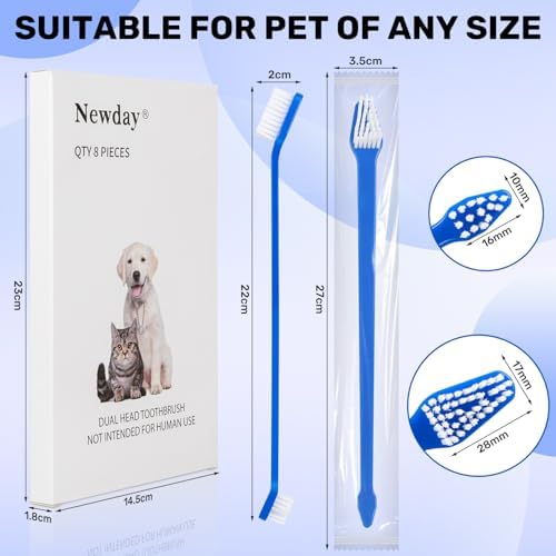Newday Dog Toothbrush Set of 8 - Dual Headed, Dental Hygiene Convenient Soft Toothbrush to Clean pet Teeth, Dog Tooth Brushes for Small to Large Dogs, Cats, and Most Pets, Teeth Brush in Bulk - Image 2
