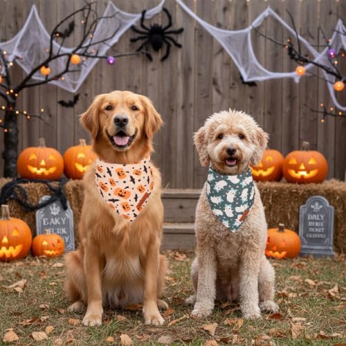 ADOGGYGO Halloween Dog Bandanas Girl Boy, Ghost Pumpkin Dog Scarf, X-Large - Image 3