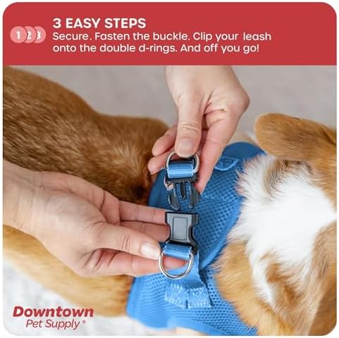 Downtown Pet Supply Step in Dog Harness for Small Dogs No Pull, Small, Cobalt - Adjustable Harness with Padded Mesh Fabric and Reflective Trim - Buckle Strap Harness for Dogs - Image 5
