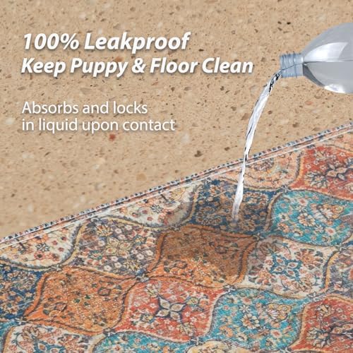nunubaby Washable Pee Pads for Dogs, Stylish, Non-Slip and Leak-Proof Pee Pads. Reusable Potty Pads for Dogs for Crates and Floors.(Cream/Multi, 31" x36" ) - Image 3