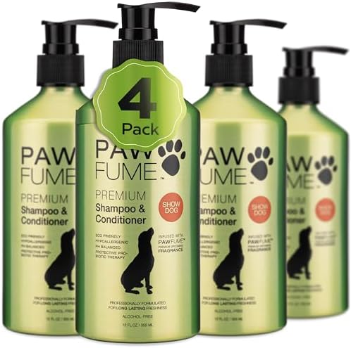 PAWFUME Deshedding Dog Shampoo and Conditioner, Show Dog, 4-Pack by Pawfume